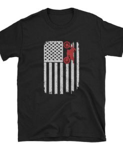 Motocross Motorcycle USA Flag T Shirt