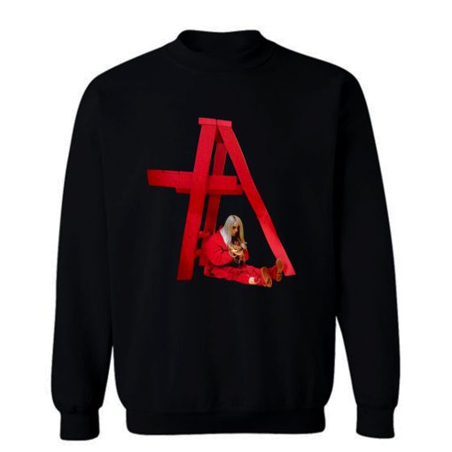 Billie Eilish In Red Action Sweatshirt