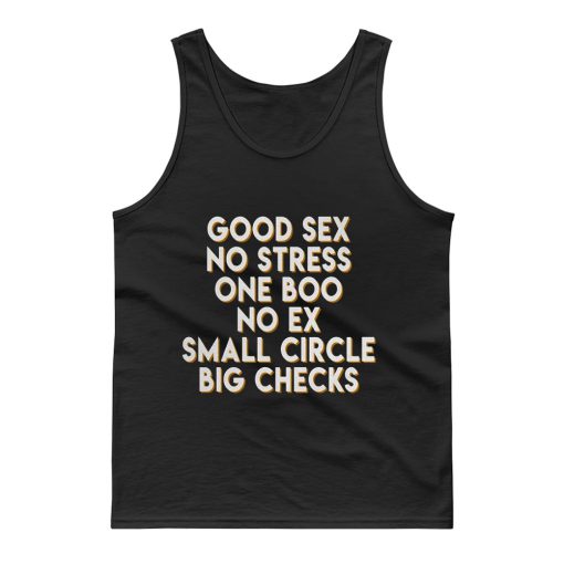 Good Sex No Stress One Boo No Ex Small Circle Big Checks Tank Top