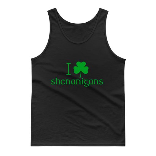 I Love Shenanigans Shamrock Clover Irish Tank Top