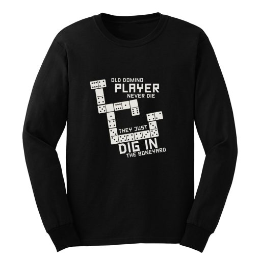 Old Domino Player Dominoes Tiles Puzzler Game Long Sleeve