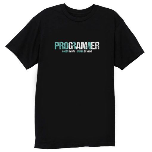 Programming Decipher Program Computer Technician Encoder Gift Programmer Coder By Day Gamer By Night T Shirt