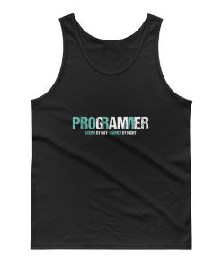 Programming Decipher Program Computer Technician Encoder Gift Programmer Coder By Day Gamer By Night Tank Top