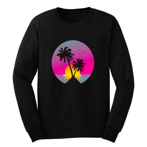 Retro 80s Neon Summer Beach Sunset Long Sleeve