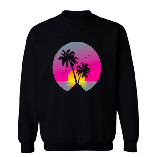 Retro 80s Neon Summer Beach Sunset Sweatshirt