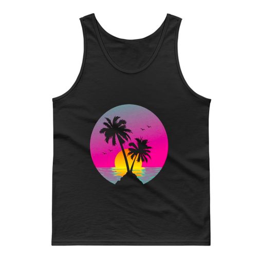 Retro 80s Neon Summer Beach Sunset Tank Top
