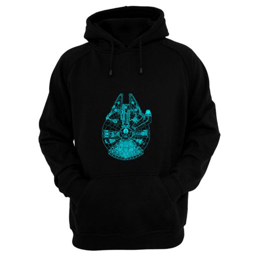 Star Wars Millennium Falcon Blue Outline Hoodie