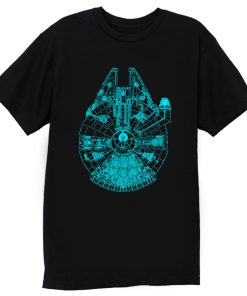 Star Wars Millennium Falcon Blue Outline T Shirt