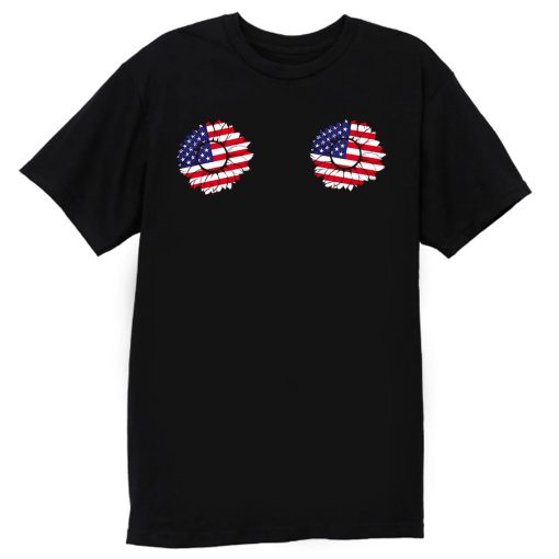 4th of July Sunflower Boobs USA flag T Shirt