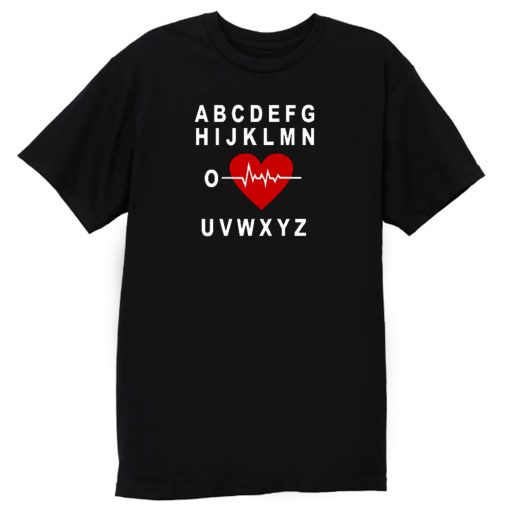 A B C D E F G H Love Heart Heartbeat T Shirt