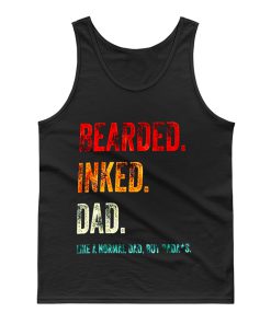 Bearded Inked Dad Like Normal Dad But Badass Vintage Tattoo Dad Tank Top