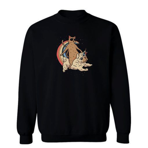 Cat Riding Unidog Vintage Sweatshirt