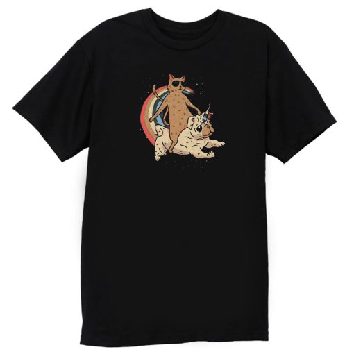 Cat Riding Unidog Vintage T Shirt