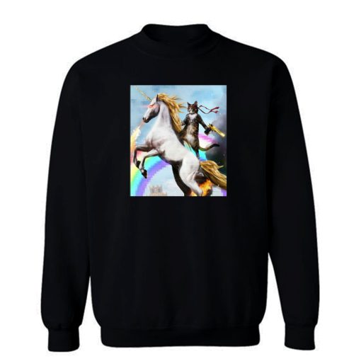Crazy Cat Unicorn Rainbow Funny Sweatshirt