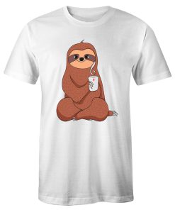 Cute Sloth Drink Coffee And Yoga T Shirt