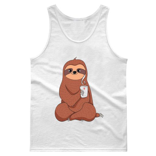 Cute Sloth Drink Coffee And Yoga Tank Top