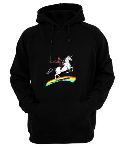 Deadpool Riding a Unicorn on a Rainbow Hoodie