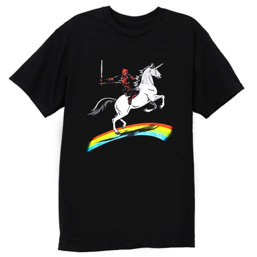 Deadpool Riding a Unicorn on a Rainbow T Shirt