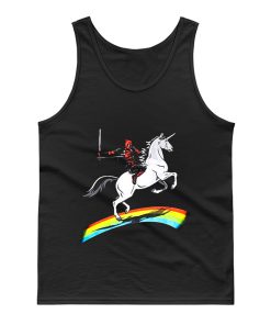 Deadpool Riding a Unicorn on a Rainbow Tank Top