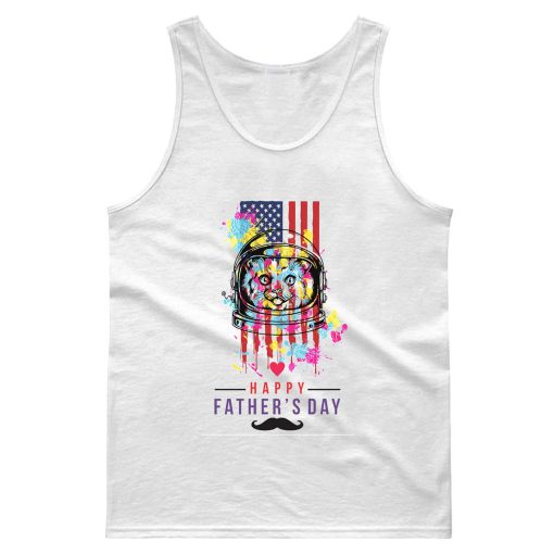 Fathers Day To An American Astronaut Cat Lover Tank Top
