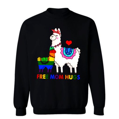 Free Mom Hugs Cute Llama LGBT Support Sweatshirt