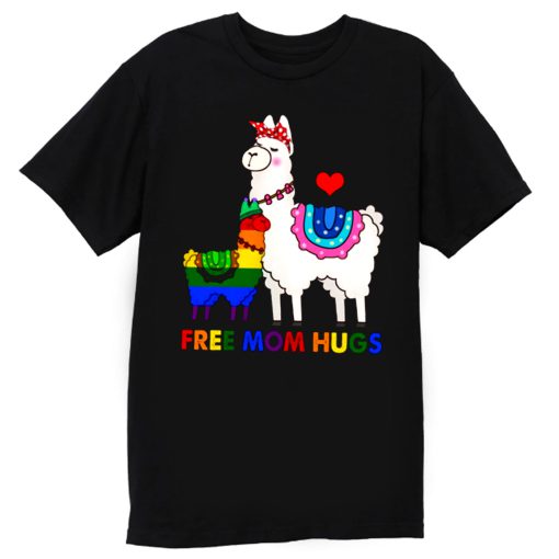 Free Mom Hugs Cute Llama LGBT Support T Shirt