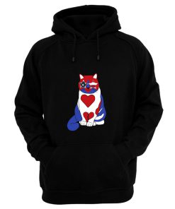 Funny Cat 4th of July American Flag Hoodie