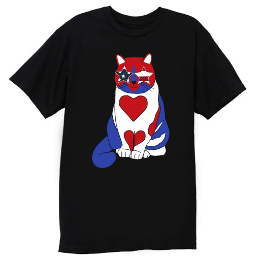 Funny Cat 4th of July American Flag T Shirt