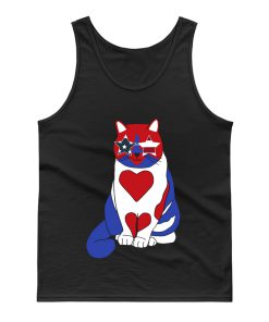 Funny Cat 4th of July American Flag Tank Top
