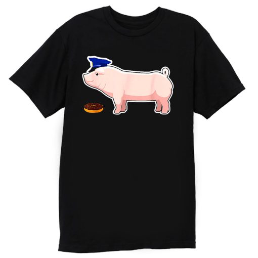 Funny Police Officer Pig Cop and Doughnut T Shirt