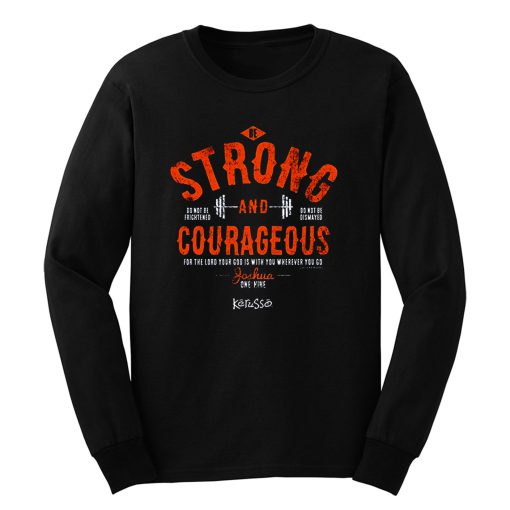 Kerusso Boys Athletic Shirt Navy Blue Strong Courageous Kids Christian Long Sleeve