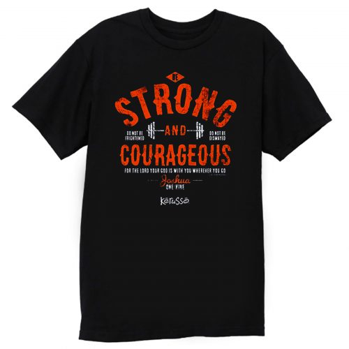 Kerusso Boys Athletic Shirt Navy Blue Strong Courageous Kids Christian T Shirt