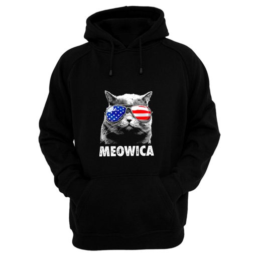 Meowica Cat with Eye Glass America Hoodie