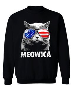 Meowica Cat with Eye Glass America Sweatshirt