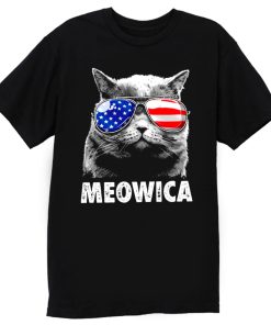 Meowica Cat with Eye Glass America T Shirt