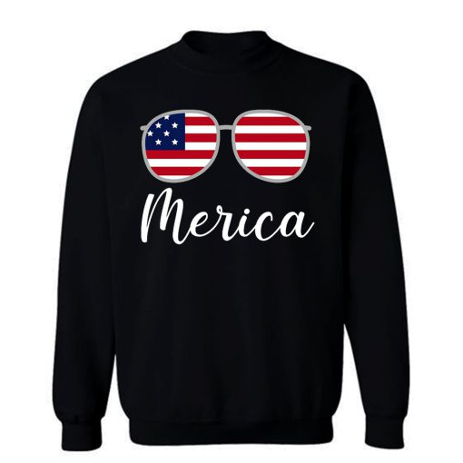 Merica Sunglasses USA Flag Sweatshirt