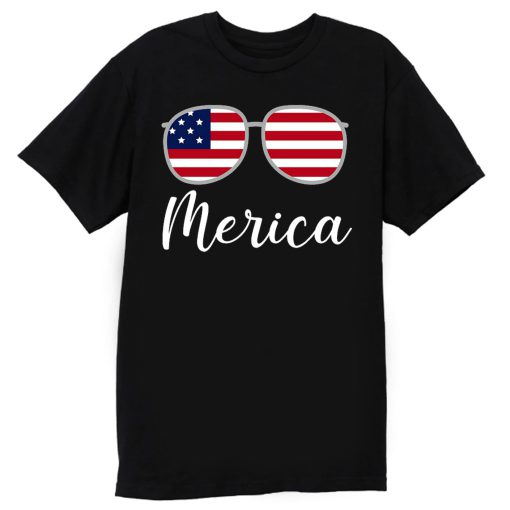 Merica Sunglasses USA Flag T Shirt