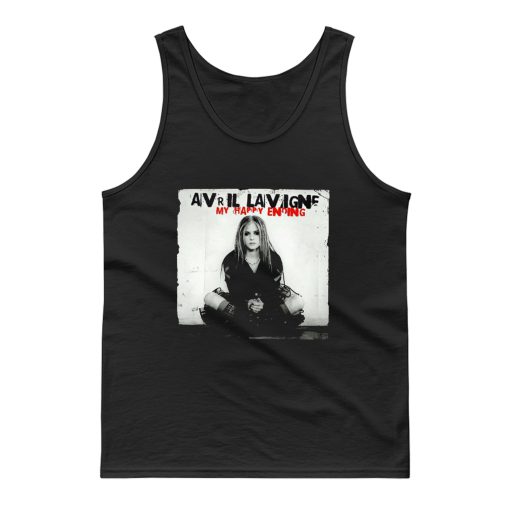 My Happy Ending Avril Lavigne Black And White Poster Tank Top