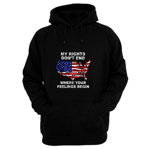 My Rights Dont End US Map American Flag Pistol Gun Hoodie