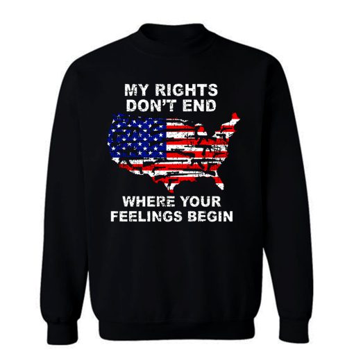 My Rights Dont End US Map American Flag Pistol Gun Sweatshirt