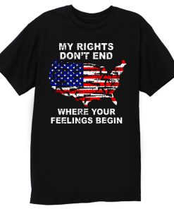 My Rights Dont End US Map American Flag Pistol Gun T Shirt