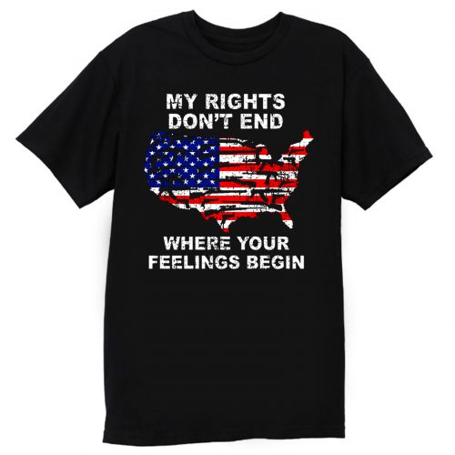 My Rights Dont End US Map American Flag Pistol Gun T Shirt