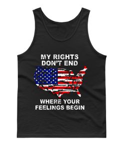 My Rights Dont End US Map American Flag Pistol Gun Tank Top