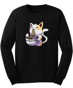 Ramen Cat Shirt Kawaii Anime Japanese Noodle Cat Lovers Funny Long Sleeve