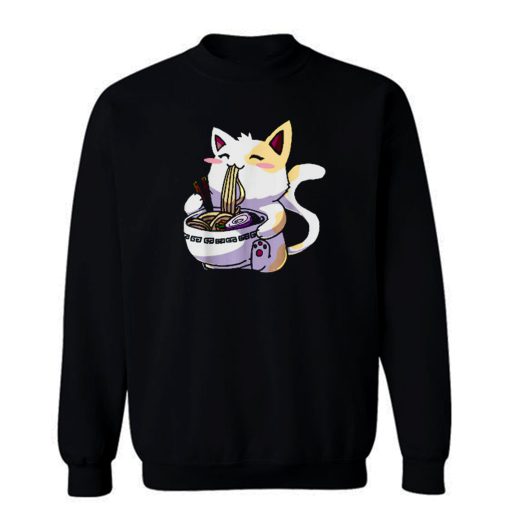 Ramen Cat Shirt Kawaii Anime Japanese Noodle Cat Lovers Funny Sweatshirt