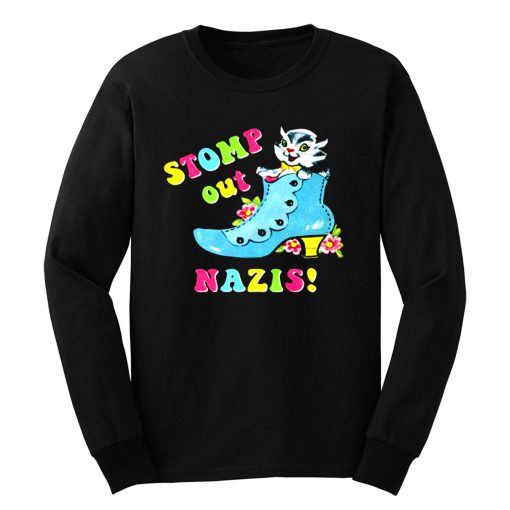 Stomp Out Nazis Vintage Cat Long Sleeve