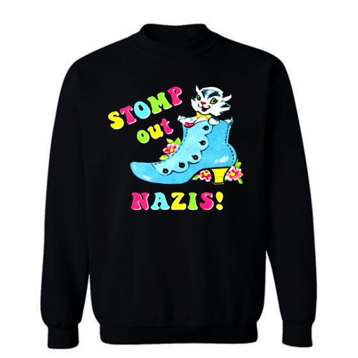 Stomp Out Nazis Vintage Cat Sweatshirt