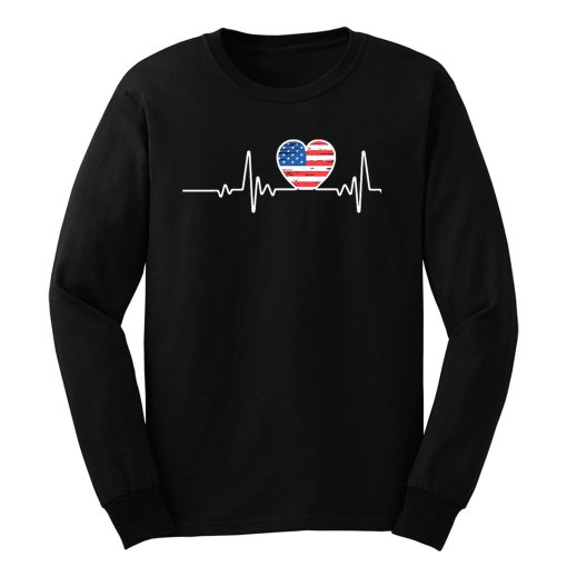 USA Flag Heart 4th Of July Long Sleeve