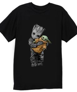 Baby Groot hug Baby Yoda Mandalorian T Shirt