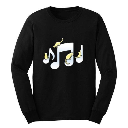 Cats Playing On Musical Notes Long Sleeve